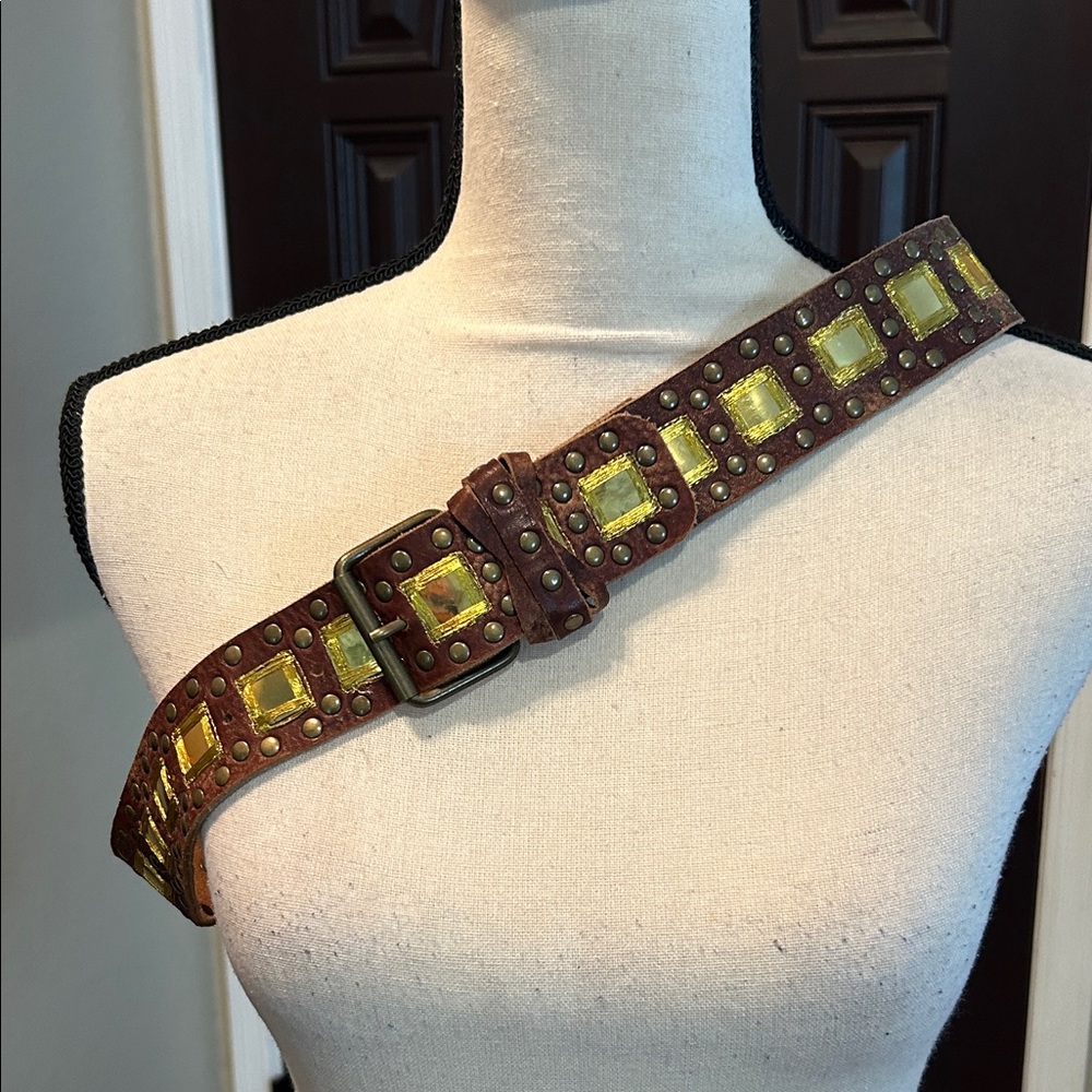 Betsey Johnson Gold and Studded Leather Belt